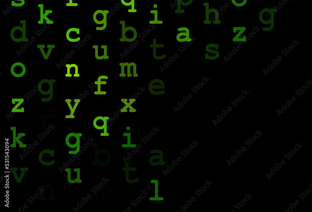 Dark green vector pattern with ABC symbols. Dark green vector pattern with ABC symbols.