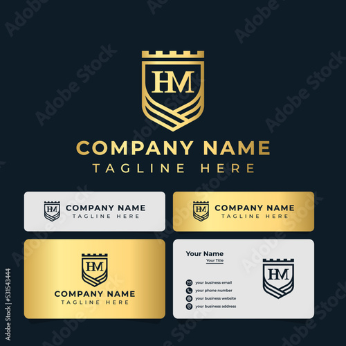 Letter HM Monogram Shield King Logo, suitable for any business.