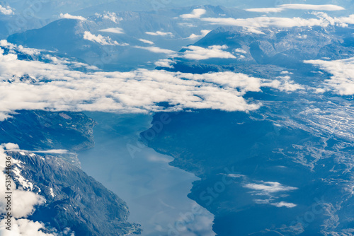 View from airplane to fjords in Norway © Voyagerix