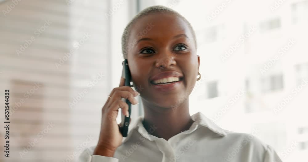 Phone call, networking and business woman talking on smartphone, communication with corporate world and conversation on tech at startup company. Excited employee speaking on mobile technology Phone call, networking and business woman talking on smartphone, communication with corporate world and conversation on tech at startup company. Excited employee speaking on mobile technology