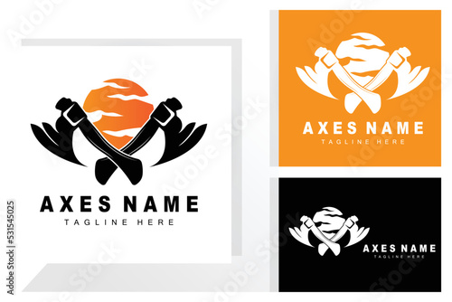Ax Logo Design, War Tool Illustration and Woodcutter Vector