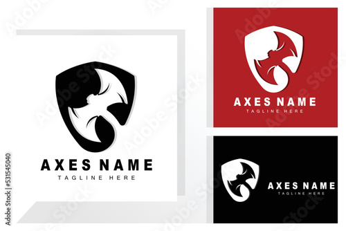 Ax Logo Design, War Tool Illustration and Woodcutter Vector