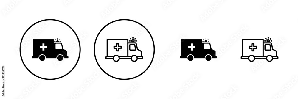 Ambulance icon vector. ambulance truck sign and symbol. ambulance car Ambulance icon vector. ambulance truck sign and symbol. ambulance car