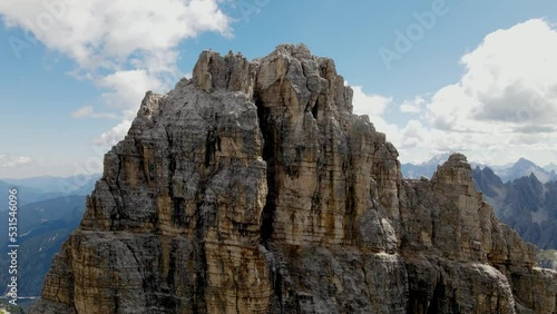 Aerial views of Tre Cime de Lavaredo in the Italian Alps