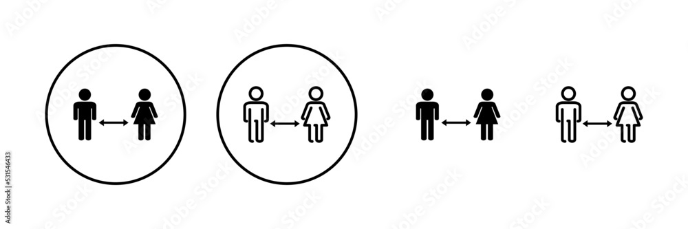 Social distancing vector. social distance sign and symbol. self quarantine sign Social distancing vector. social distance sign and symbol. self quarantine sign