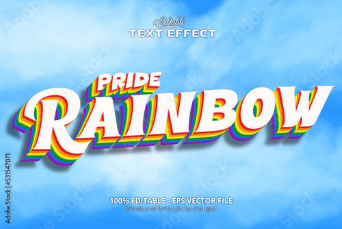 Editable text effect, Colorful style Pride and Rainbow text effect, 3D text