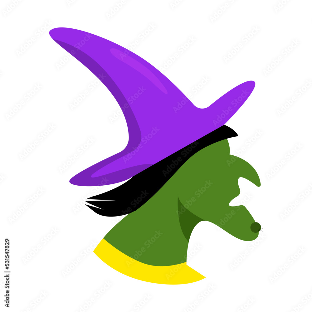Fototapeta premium The green wicked witch portrait vector illustration
