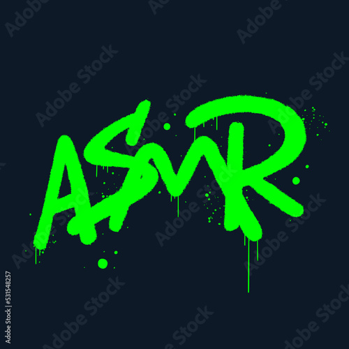 Urban street graffiti. Concept of asmr artist and content. Vector logo for podcast, blog. Artwork for street wear, pins, patchworks, tee, bomber jackets, hoodie. 2k grunge style.