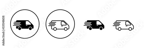 Delivery truck icon vector. Delivery truck sign and symbol. Shipping fast delivery icon