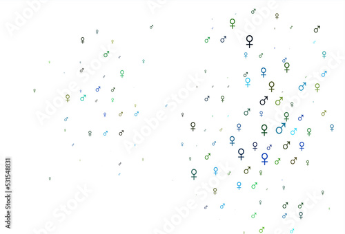 Light multicolor, rainbow vector pattern with gender elements.
