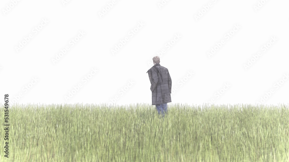 person in a field