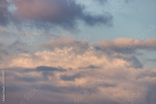 Puff Clouds in the Sky during sunset. Zoom in. © edb3_16