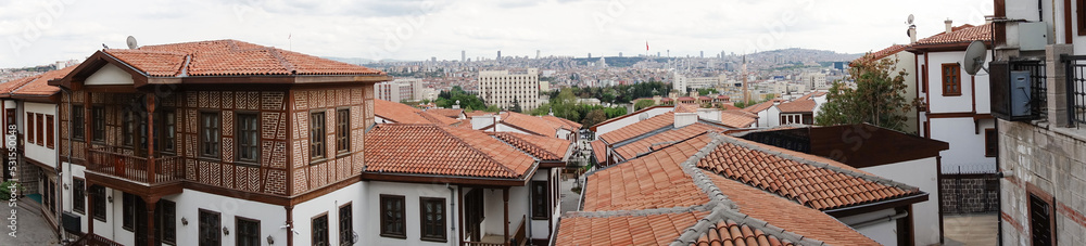 Ankara skyline with major monumental buildings including Kocatepe Mosque - Ankara, Turkey