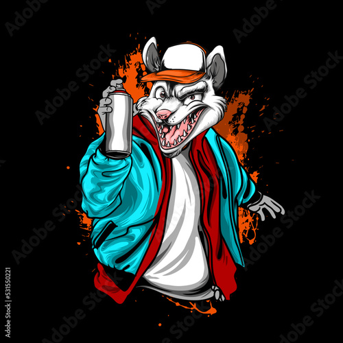 racoon character in bomber style

