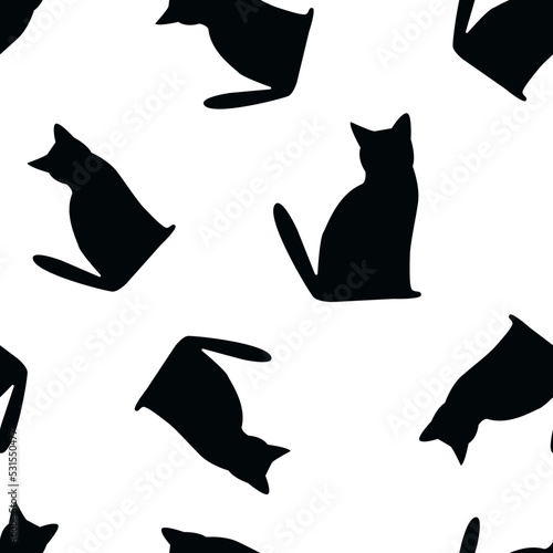 Black cat silhouette pattern vector illustration