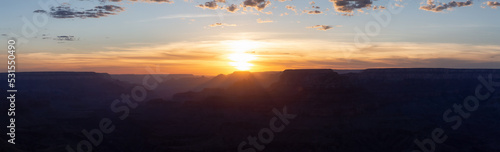 Desert Rocky Mountain American Landscape. Cloudy Sunny Sunset Sky © edb3_16