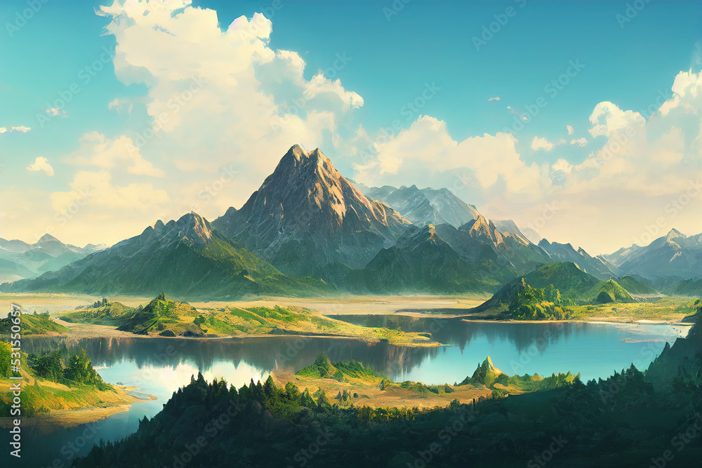 PL Anime art-landscape-mountains-landscapess-walls Wall Poster 19*13 inches  Matte Finish Paper Print - Animation & Cartoons posters in India - Buy art,  film, design, movie, music, nature and educational paintings/wallpapers at  Flipkart.com