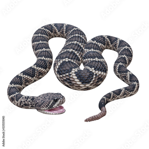 Eastern diamondback rattlesnake 3D illustration