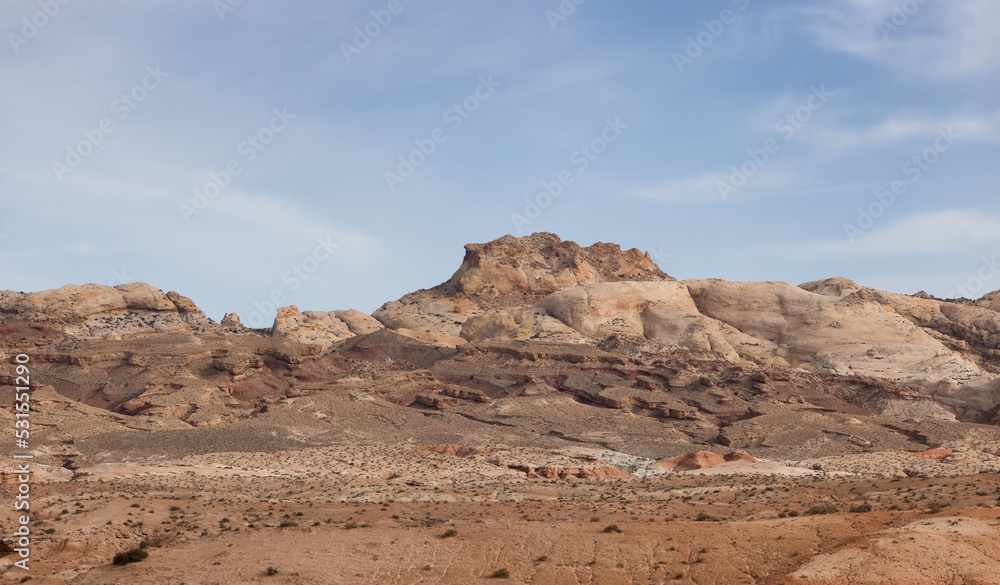Red Rock Formations and Hoodoos in the Desert at Sunrise. Red Rock Formations and Hoodoos in the Desert at Sunrise.