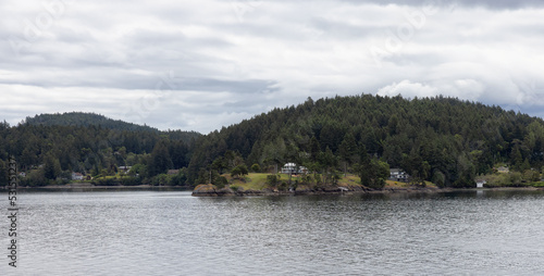 Canadian Landscape by the ocean and mountains. Summer Season