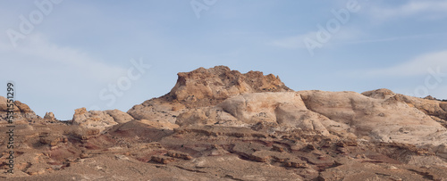 Red Rock Formations and Hoodoos in the Desert at Sunrise.