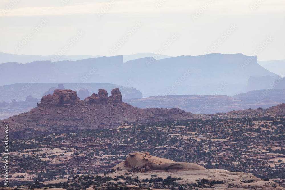 Fototapeta premium American Landscape in the Desert with Red Rock Mountain Formations.