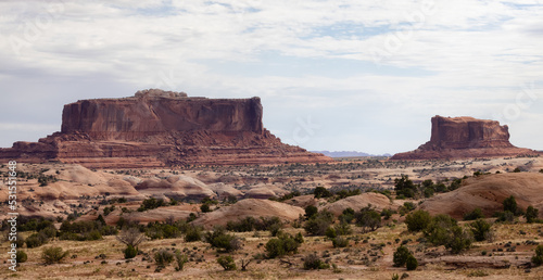 American Landscape in the Desert with Red Rock Mountain Formations.