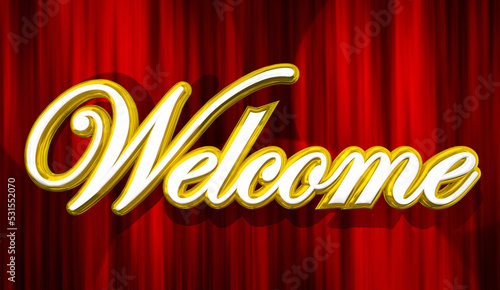 Welcome Stage Red Curtains Spotlight Greetings Looping 3d Illustration