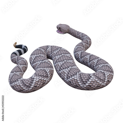 Western diamondback rattlesnake 3d illustration.