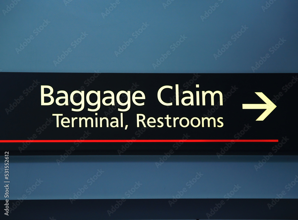 Baggage Claim Terminal And Restrooms Sign United States Airport Baggage Claim Terminal And Restrooms Sign United States Airport