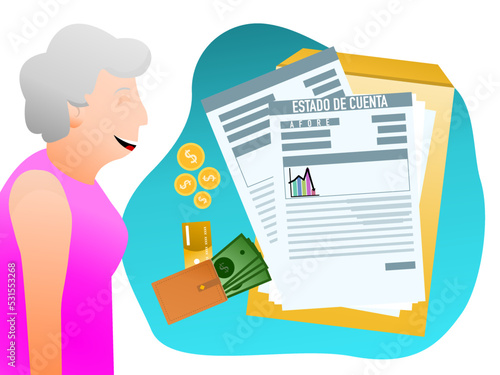 Elderly woman is thinking about her retirement or afore, analyzing her account statements