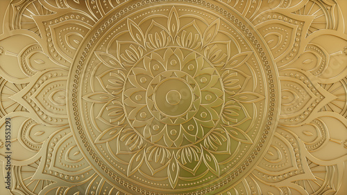 Wallpaper Mural Gold Mandala Pattern Wallpaper. 3D Diwali Festival Concept. 3D Render. Torontodigital.ca