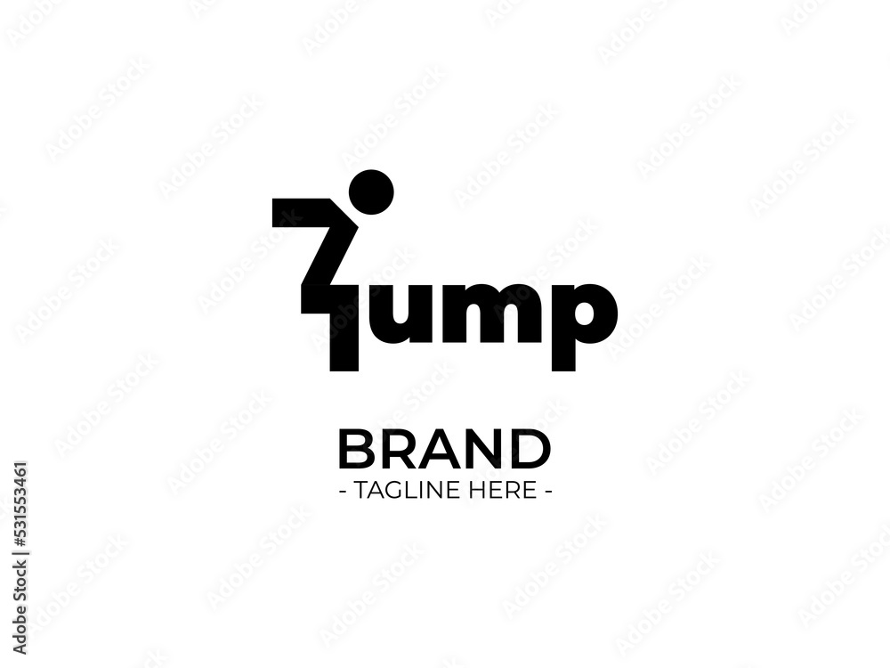 minimalist logo design that text jump, with the letter J as an illustration of the shape of a person jumping, suitable for logo references in sports and others minimalist logo design that text jump, with the letter J as an illustration of the shape of a person jumping, suitable for logo references in sports and others