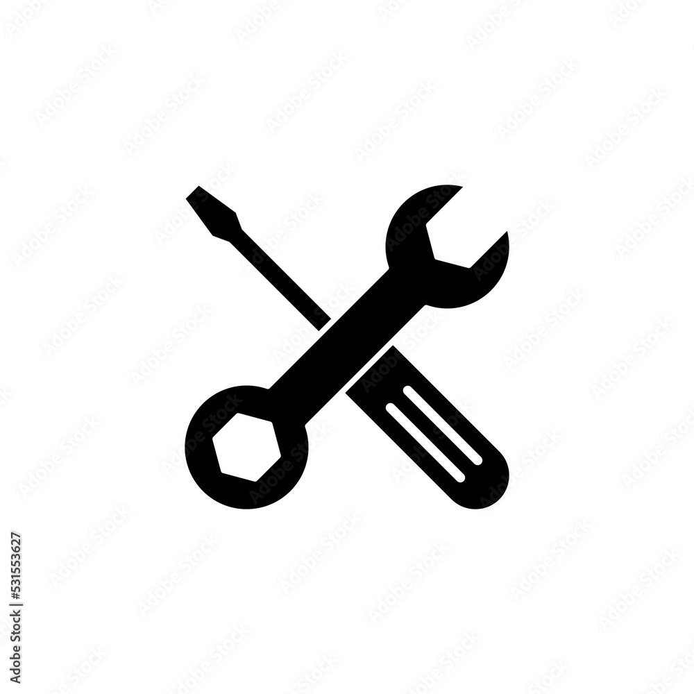 Repair tools icon vector for web and mobile app. tool sign and symbol. setting icon. Wrench and screwdriver. Service Repair tools icon vector for web and mobile app. tool sign and symbol. setting icon. Wrench and screwdriver. Service