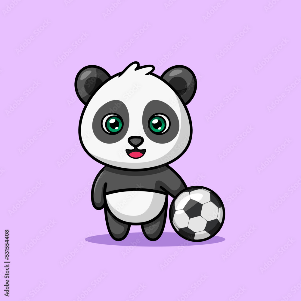 Cute Panda Holding Ball Illustration Cute Panda Holding Ball Illustration