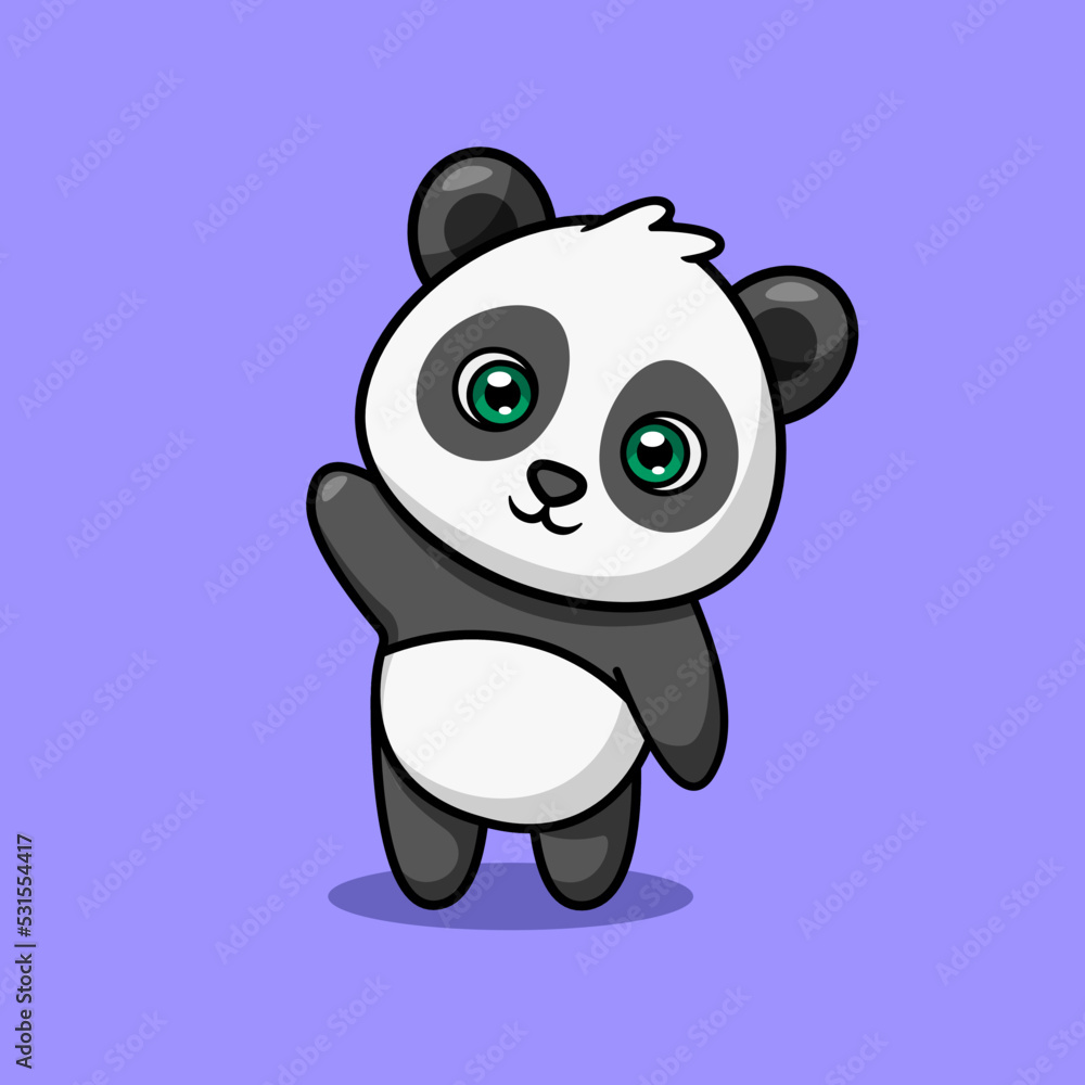 Naklejka premium Cute Panda Saying Hello Illustration