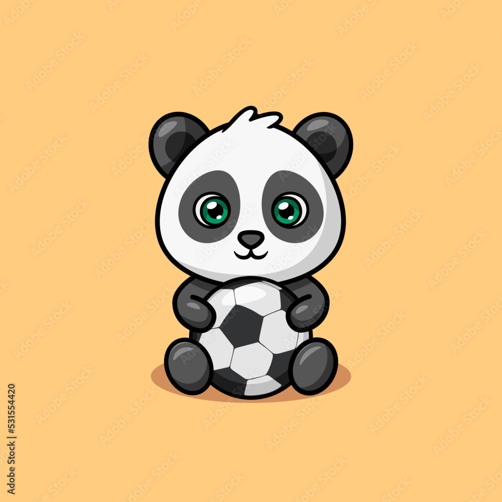 Cute Panda Hugging Ball Illustration Cute Panda Hugging Ball Illustration