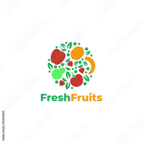 fresh fruits logo vector design template