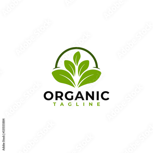 Green leaf logo vector illustration template design, plant, ecology logo vector design inspiration