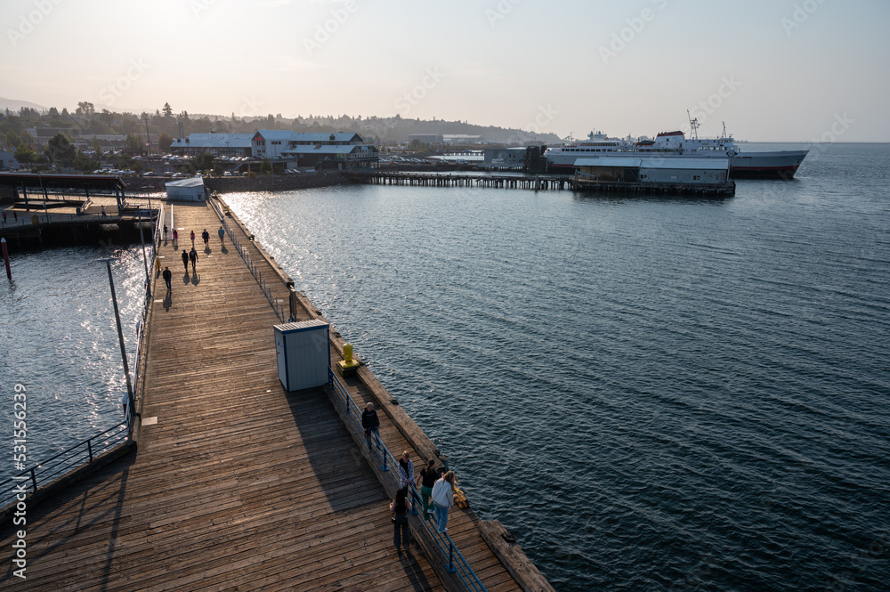 Port Angeles Pier in Port Angeles in Clallam County, Washington, United States.