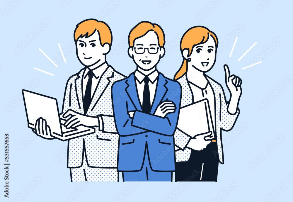 働く上司と部下のシンプルなベクターイラスト素材