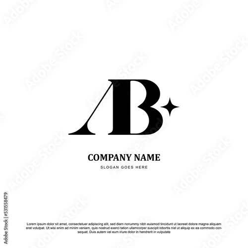 Luxury letter AB with star logo design for your brand