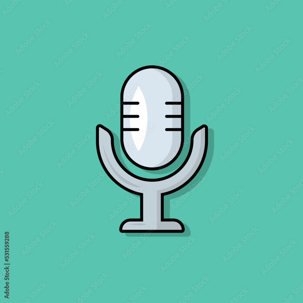 Flat Microphone Illustration Design Flat Microphone Illustration Design