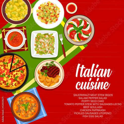 Italian cuisine restaurant menu cover Fototapet
