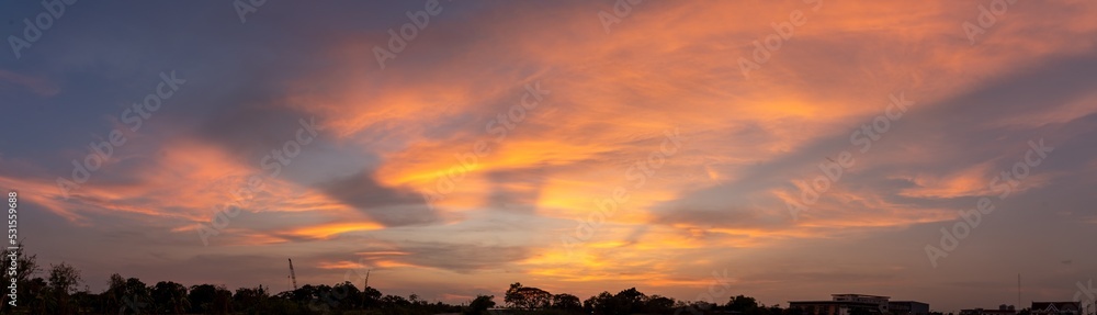 Panorama twilight sky and cloud background
