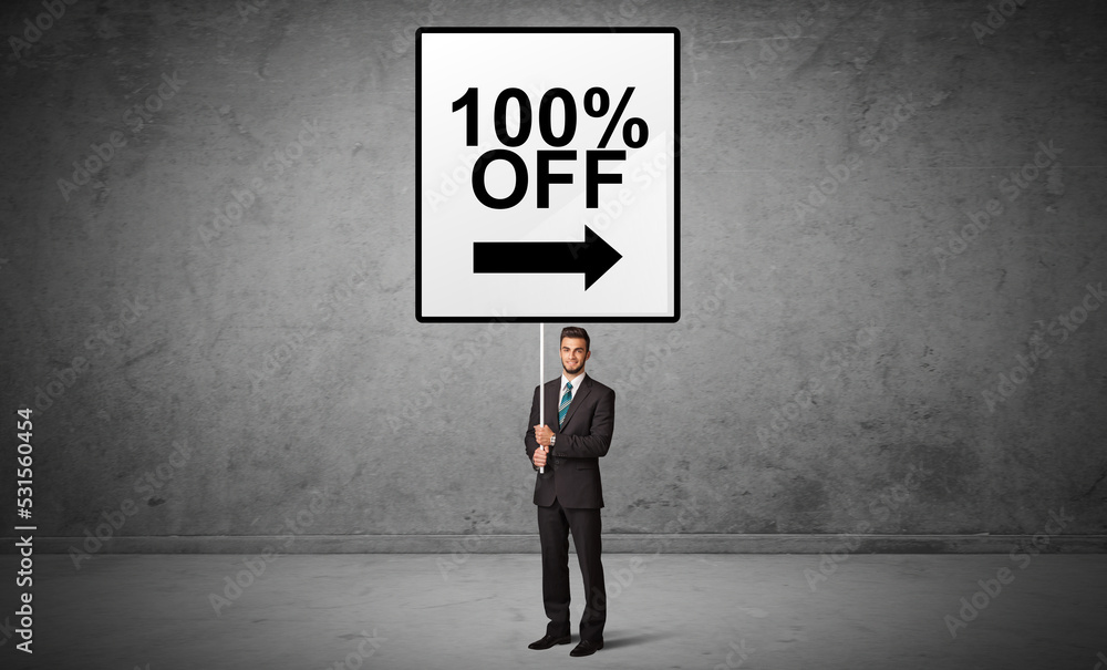 business person holding a traffic sign concept business person holding a traffic sign concept