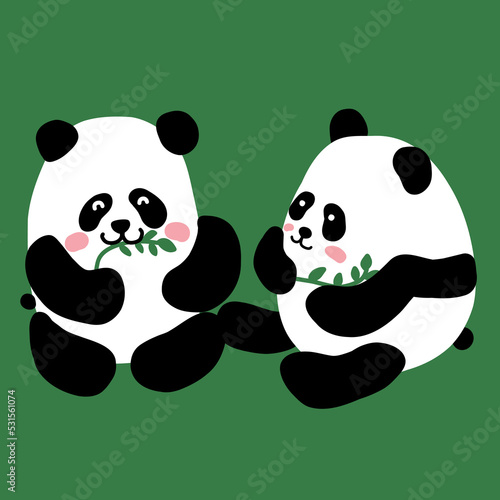 Fototapeta Naklejka Na Ścianę i Meble -  Panda twin cartoon vector illustration
