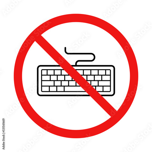 Vector No Keyboard Sign on White Background