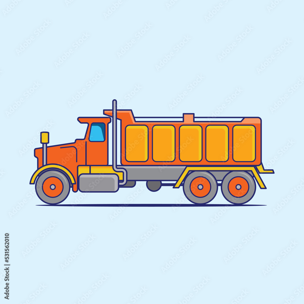 Naklejka premium Flat design Truck collection vehicle cartoon. building transportation isolated