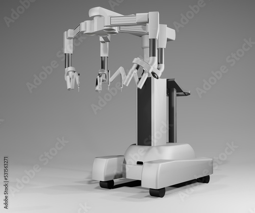 The Da Vinci Surgical System is a robotic surgical system that uses a minimally invasive surgical approach 3d rendering photo